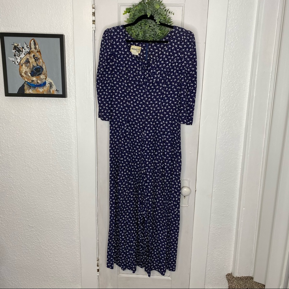Paquette Too ~ Vintage Floral Dark Blue Jumpsuit